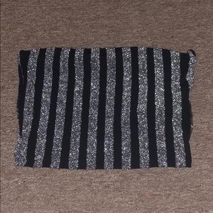 Black & silver striped crop top
